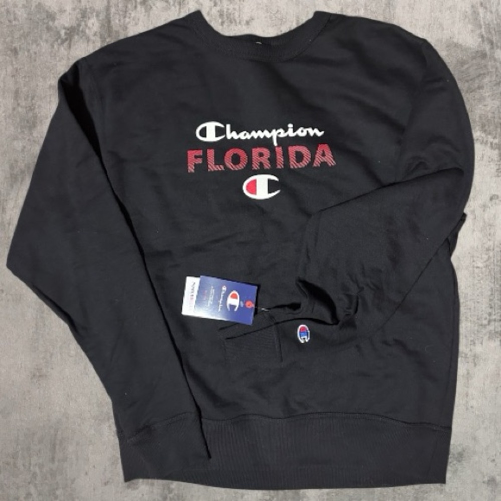 NWT Champion Black Florida Logo Powerblend Crew Neck Sweatshirt Size Medium